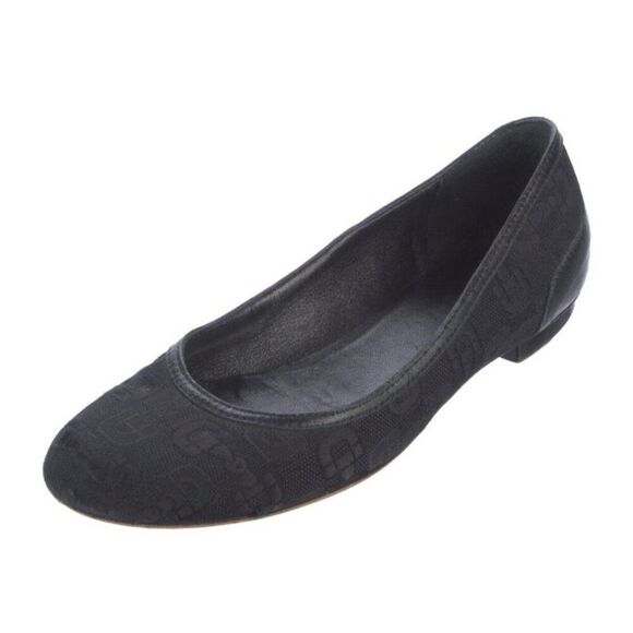 Gucci Authentic Solid Black Canvas Round Toe Ballet Flats 5 - Picture 2 of 10